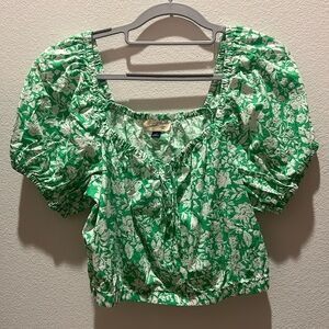 Green and white top